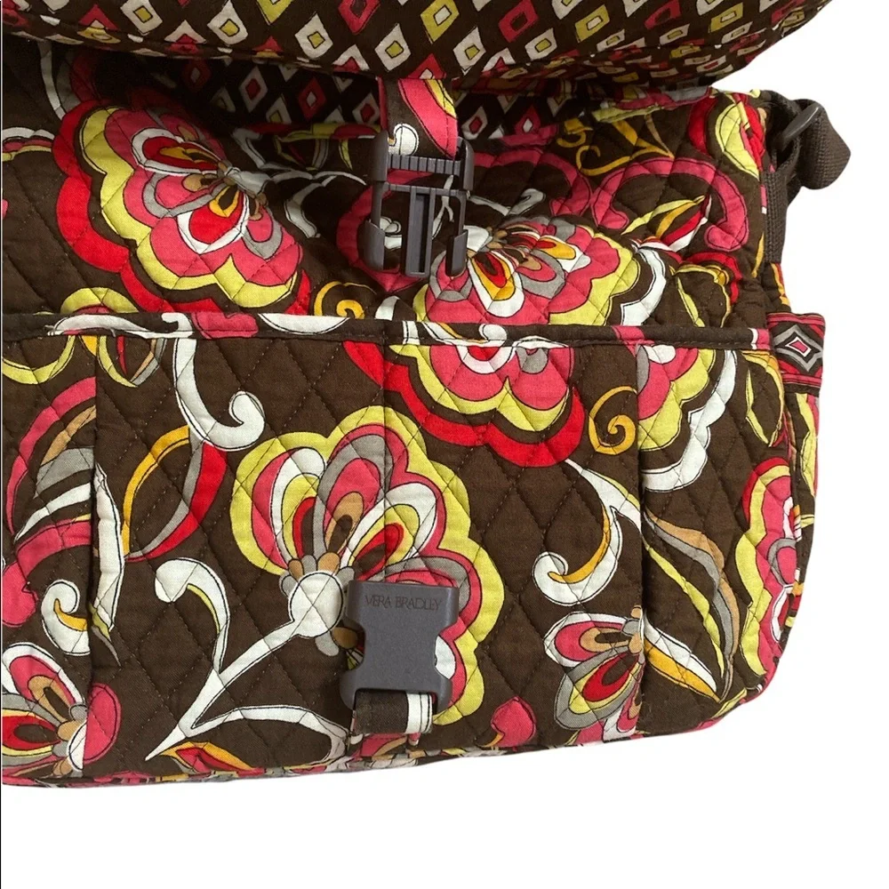 Vera Bradley floral print messenger bag 15”x12” brown